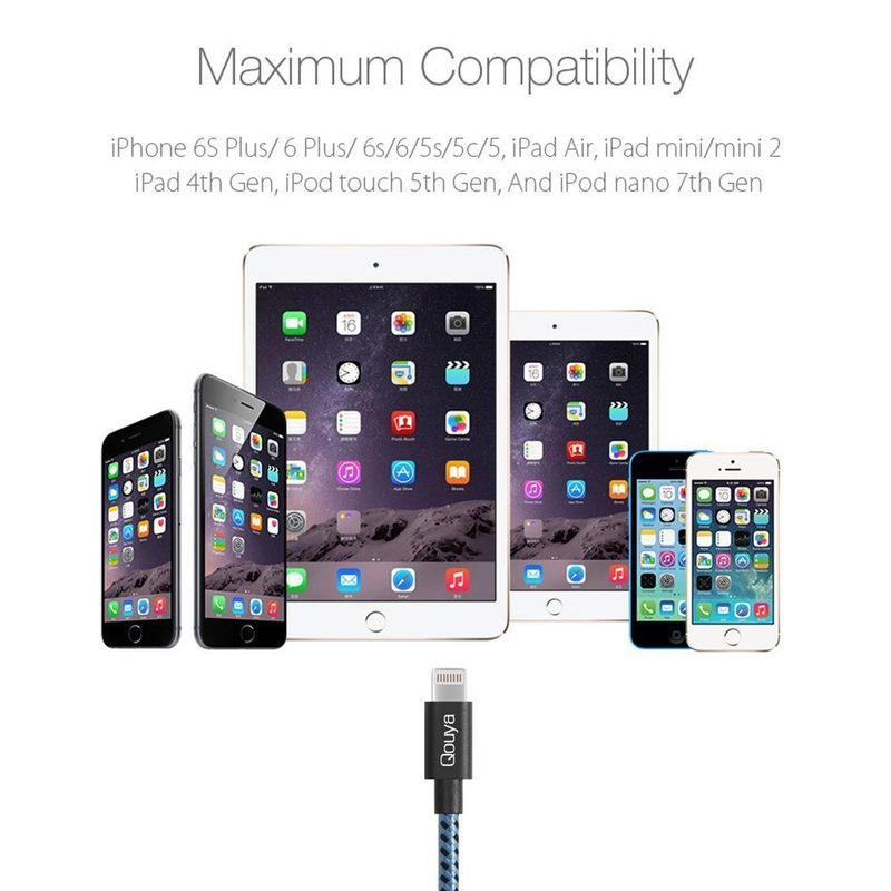 Illustration for article titled (Up To 70% Off) Qouya iPhone Charger,MFi Certified Lightning Cable 3 Pack Extra Long Nylon Braided USB Charging Compatible at only $2.99 With Free Shipping